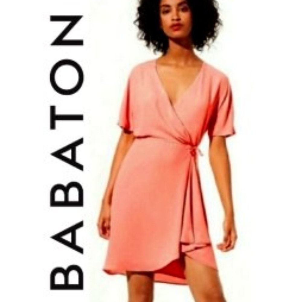 BABATON WALLACE Coral Beach FLOWY WRAP Mini DRESS